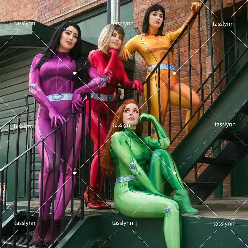 Kostum NewMovie & TV Totally Spies Clover Ewing Samantha Simpson Alexandra Jerry Cosplay untuk Wanita Jumpsuit Spandex20c;5,v'8.