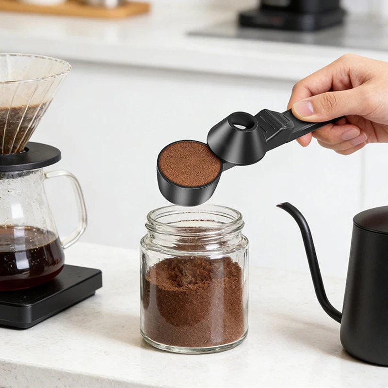 Reusable Sliding Coffee Spoon Large Capacity No Spill Protein Powder Spoon Funnel for Milk Supplements Kitchen Gadgets