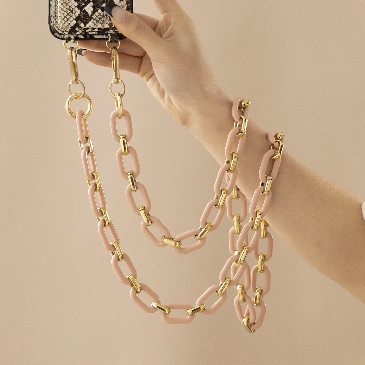 Fashion 120cm Telephone Strap Long Style Acrylic Slant Hanging Crossbody Phone Chain Women Anti-Loss Cellphone Jewelry Accessory