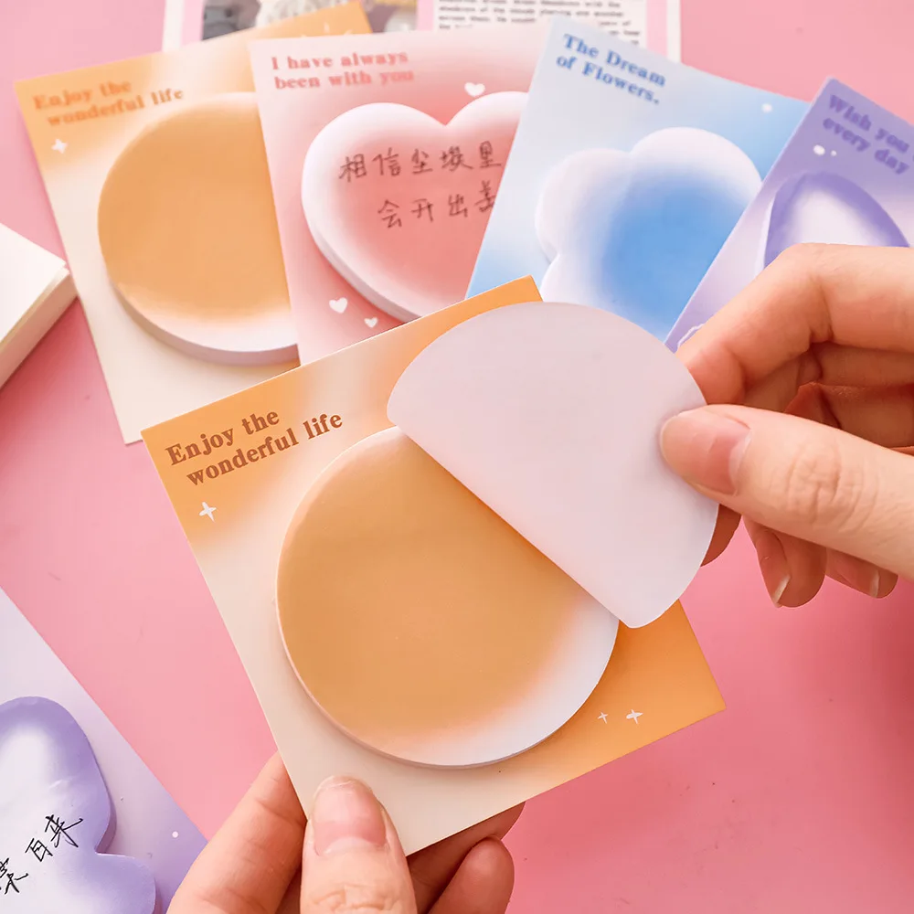 30Sheets Cute Special Shape Gradient Sticky Note Self-adhesive Memo Pad Girls' To-do Note Sticker Kawaii Bubble Pocket Notepad