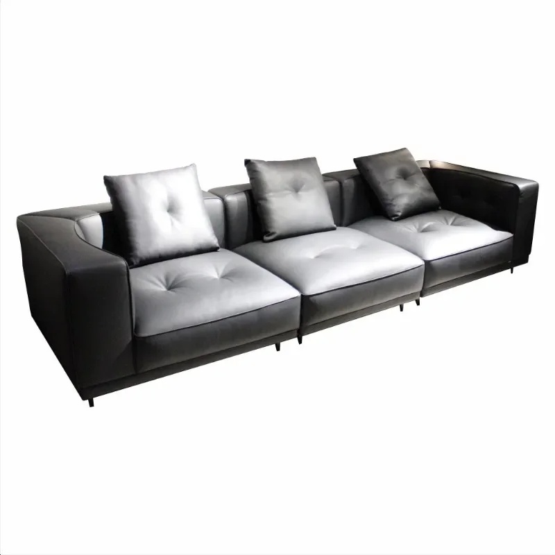 

Minimalist first-layer cowhide leather large and small apartment straight row special-shaped combination sofa