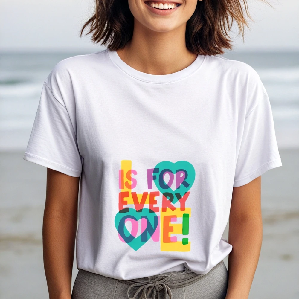 

Love Is For Everyone Love Is For Everyone Хлопковая футболка с принтом Свободный крой с круглым вырезом и коротким рукавом Повседневный топ для мужчин и женщин