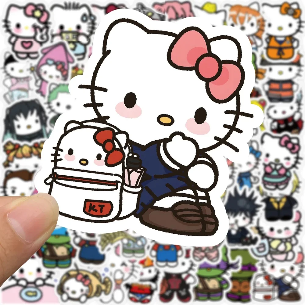 10/30/50/104ชิ้นสติกเกอร์อะนิเมะ Hello Kitty สติ๊กเกอร์การ์ตูนน่ารักสติกเกอร์ติดอัลบังกีตาร์กระเป๋าแล็ปท็อปรูปลอกของเล่นของขวัญ