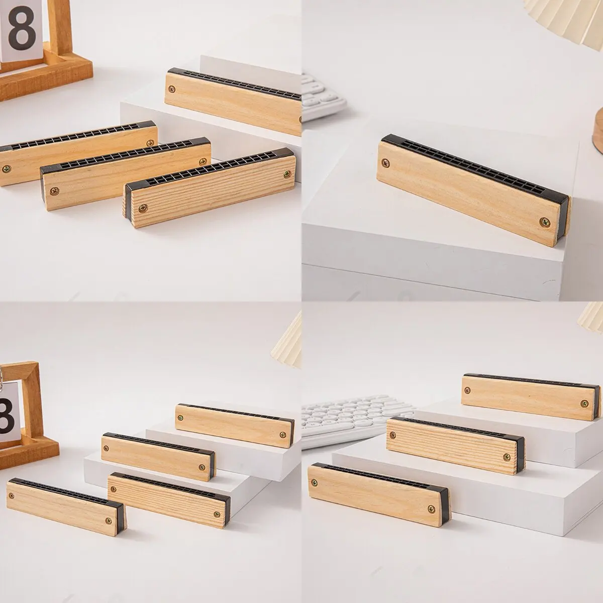 Armónica para niños, armónica diatónica de 16 agujeros, arpa de órgano bucal de madera, instrumento Musical de juguete para principiantes profesionales, niños y niñas