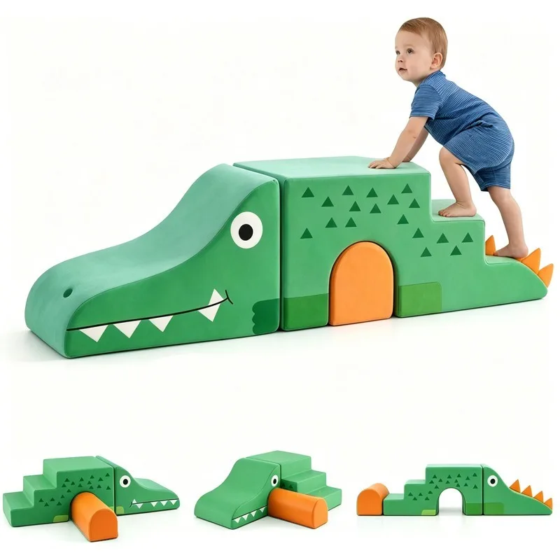 Soft climbing slide combination early education sensory integration training toy baby crawling mat building block sofa