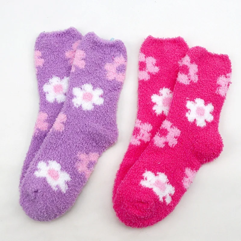 Kawaii لطيف الجوارب الخريف الشتاء سميكة الدافئة لينة أفخم الجوارب النسائية المرجان الصوف الحرارية Homewear الطابق النوم الجوارب #5