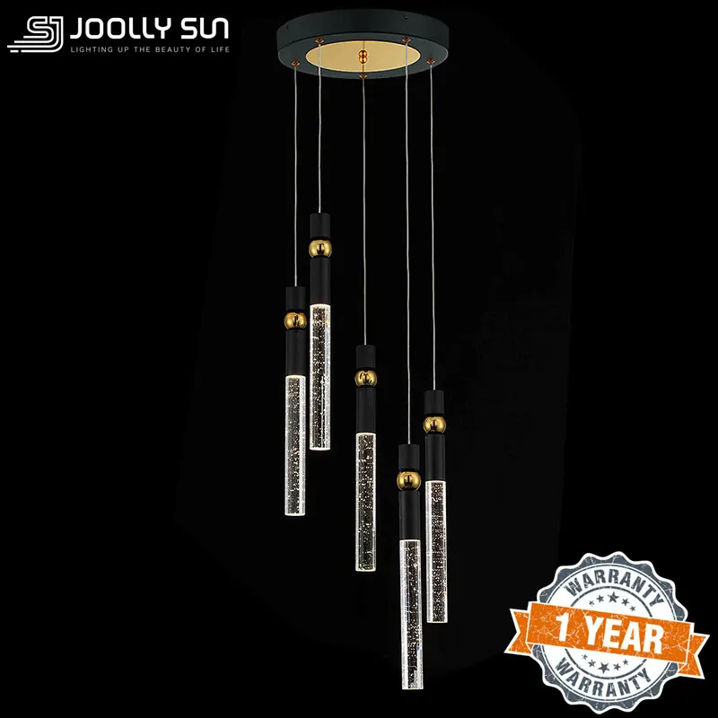 

Joollysun Modern Pendant Light Fixtures Mini LED Ceiling Hanging lights with Seeded Crystal Cylinder for Bar Bathroom Bedside