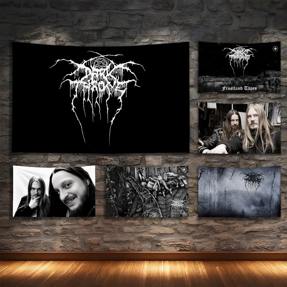 

D-DARKTHRONEs Rock Band Logo Tapestry Custom Living Bedroom Party Dormitory Interior Wall Bohemian Decoration Attached Clip