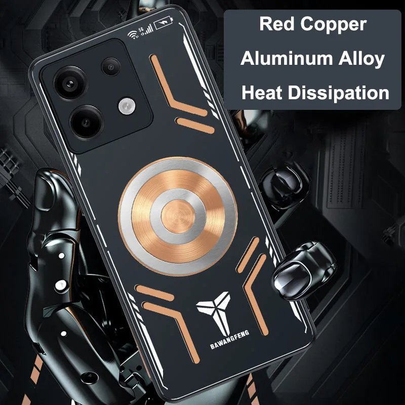 Case For Redmi Note 13 Pro Copper Aluminum Heat Dissipation Case For Xiaomi Redmi Note 13 Pro Plus Cooling Cover with Cooler