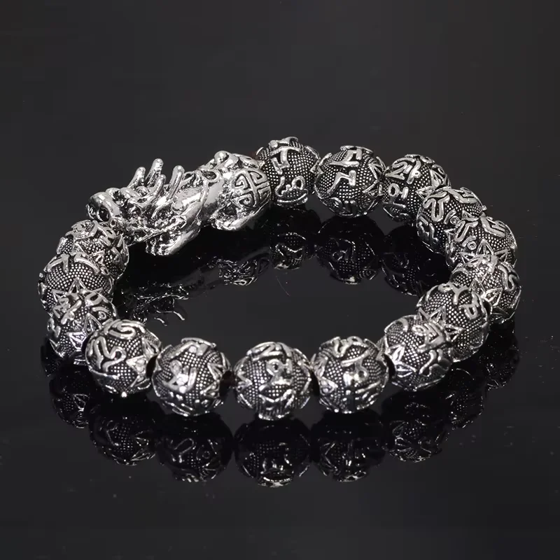 Sanskrit Six Words Engraved Buddha Bracelet OM Mala Beads Bracelets For Men And Women Mantra Prayer Buddhism Jewelry