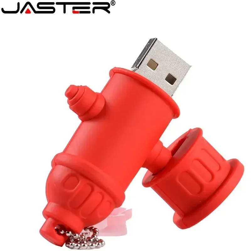 Clé USB en forme de stylo de dessin animé pour extincteur, modèle d\'incendie de sécurité, disque U, capacité réelle 64 Go