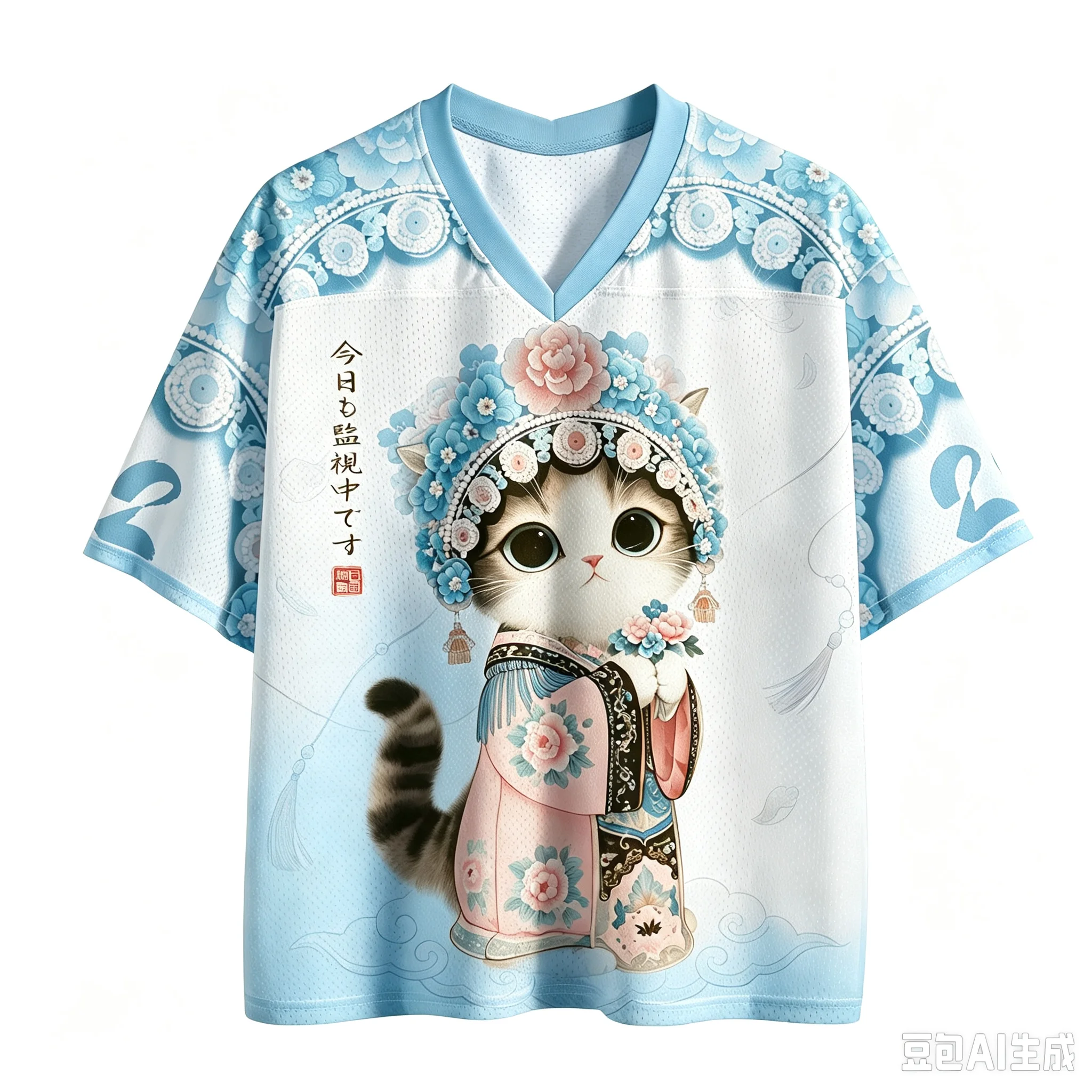 Sommermode, trendiges, farbenfrohes, künstlerisches, dramatisches Katzen-3D-Print-T-Shirt für Damen und Herren, V-Ausschnitt, große Größen, sportlich, schnelltrocknend, lässig, Familienkleidung, Oberteil – Detail 2