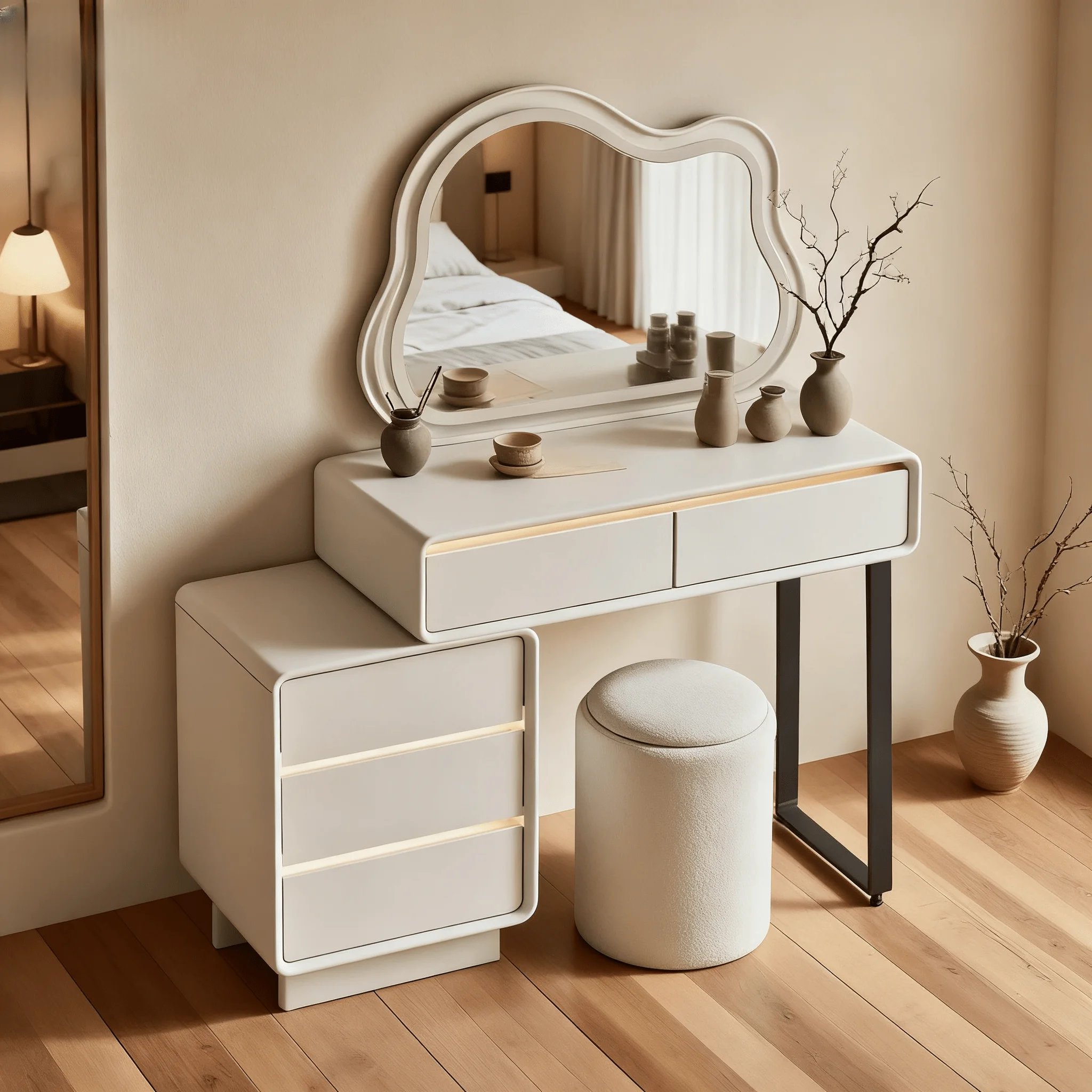 Dressing Table Modern Wooden Vanity Desk With Storage Drawers Sturdy Makeup Table For Bedroom