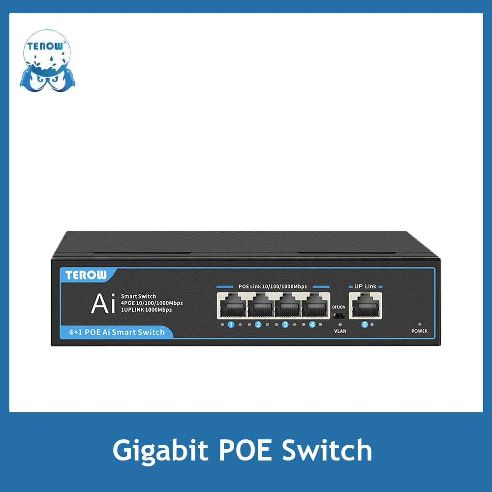 Gigabit Switch POE 5 Port 1000Mbps Network POE Switch Ethernet LAN Desktop Hub for AP, CCTV, IP Camera WIFI Switcher Plug& Play