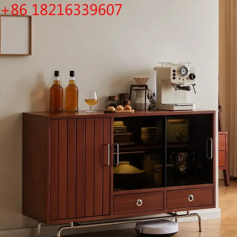 YAORetro Solid Wood Dining Side Cabinet Living Room Tea Storage Cupboard Wall Mounted Locker for Home Organization