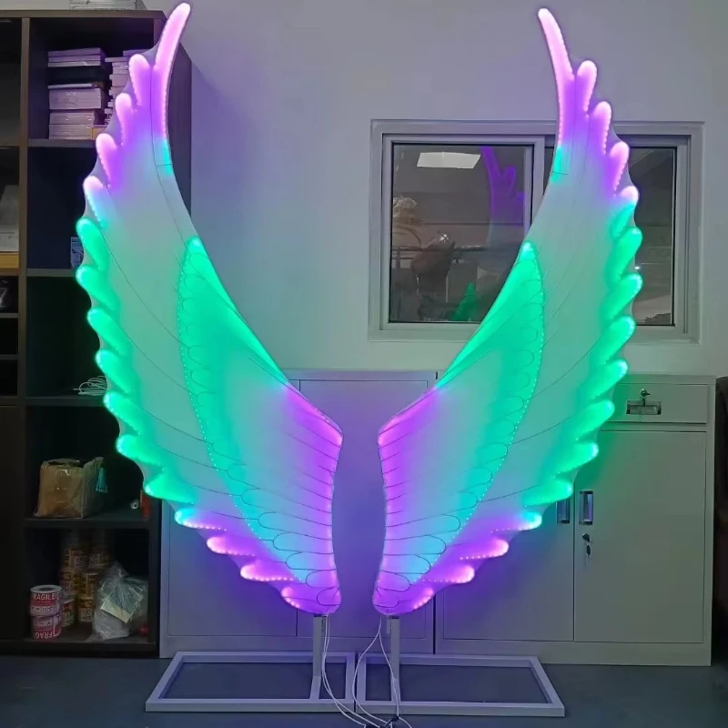 Wedding Stage Metal Color Light Emitting Diode Decorative Light Floor Aisle Angel Wing Light Wedding Background Decoration