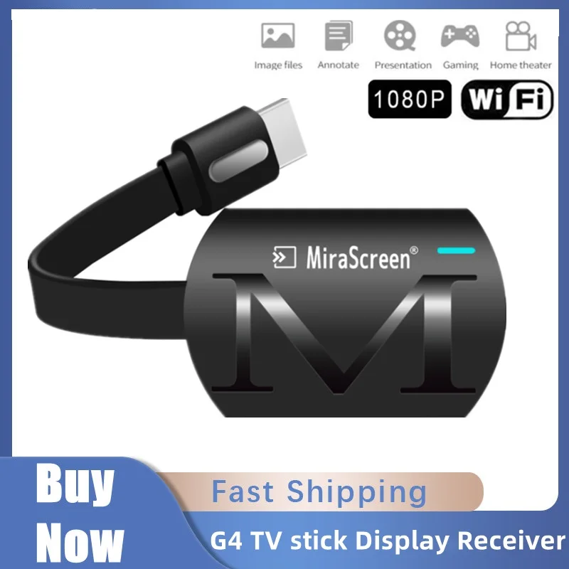 

G4 WiFi 2 In1 Auxiliary Cable Dongle Receiver Supports 1080P HD Display HDMI Compatibility Android IOS System Phones Tablets