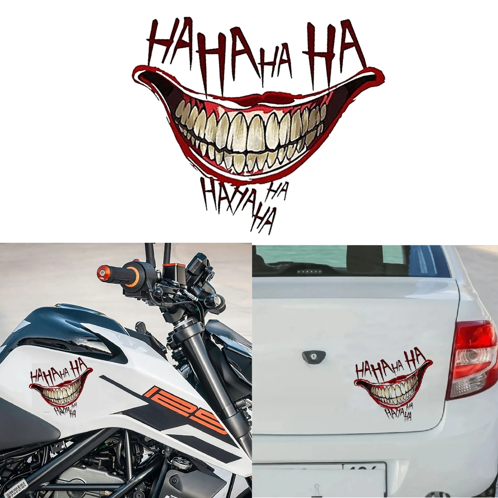 1 pc Clown Mouth HAHAHA Graffiti Stickers for Jeep Car Truck Van SUV Motorcycle Window Wall Cup Bumpers Waterproof Crafts Decals