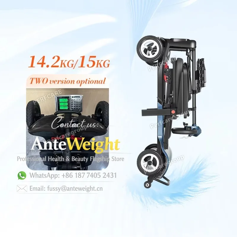 Dual Lithium Batteries Long Range Mobility Scooter 14kg 15kg Ultra Light Mg Frame Extend Riding Distance 45km Max