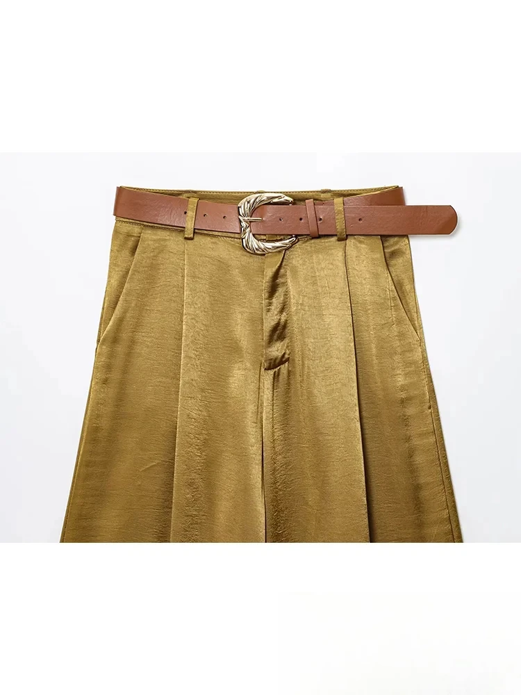 KONDALA بدلة نسائية أنيقة للمكتب غير رسمية برقبة على شكل حرف v واحدة الصدر بلوزة طويلة فضفاضة وشاحات مستقيمة طقم موضة صيف 2025 #4