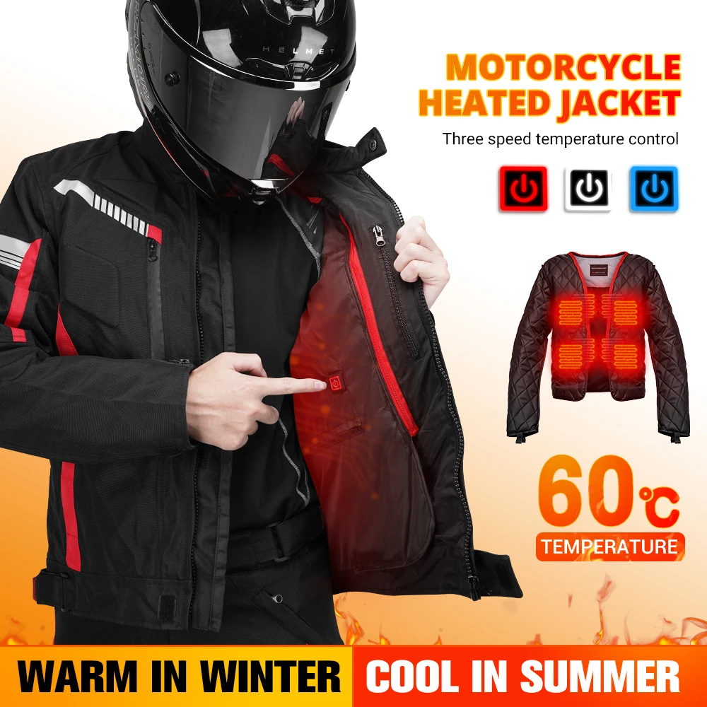 

Waterproof Motorcycle Jacket USB Electric Heating Jackets Motorbike Heated Jacket Men Motocross Clothing CE Protective Gear