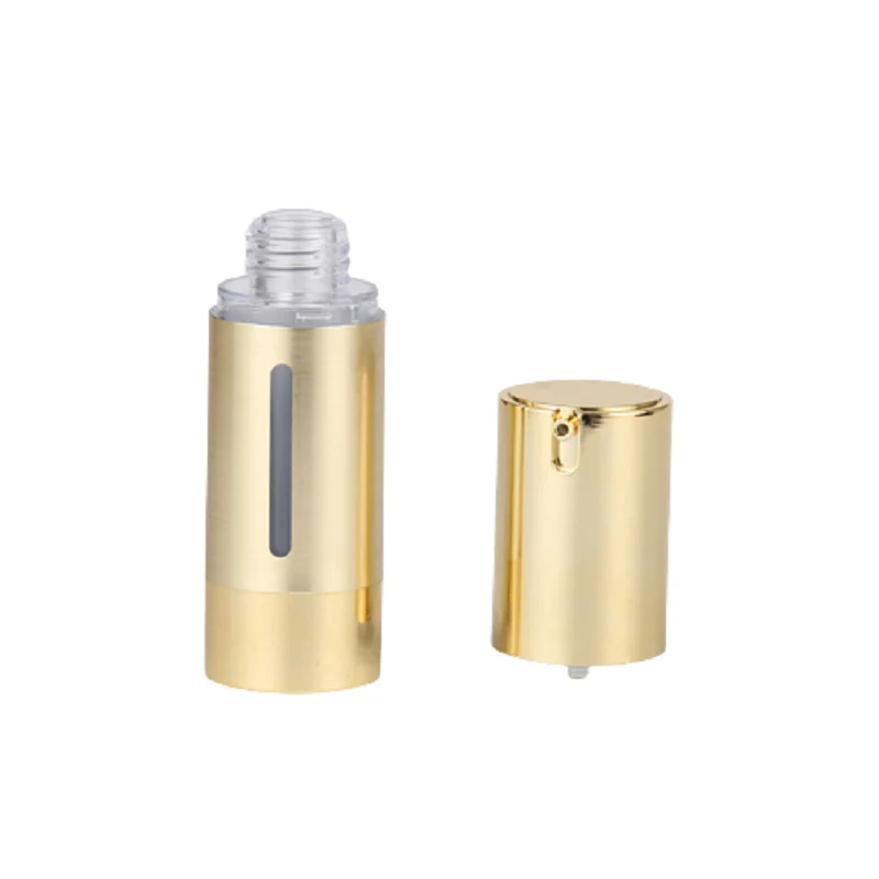 Luxury Airless Pump Bottle Shiny Brushed Gold Metal Serum 15ml 30ml 50ml 20pcs Packaging U-Type Lotion Cream Vacuum Pump Bottles