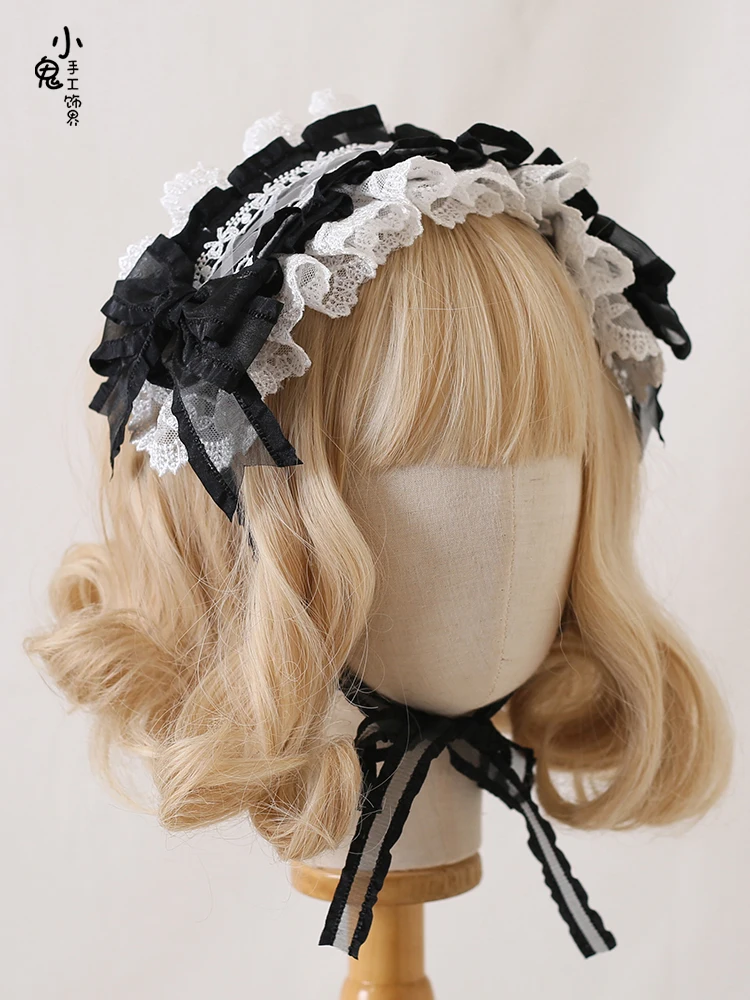 

Multi-Color Original Mood Limited Lolita Bow Lace Hair Band Kc Gorgeous Hair Band Generate Color Illusion Rose