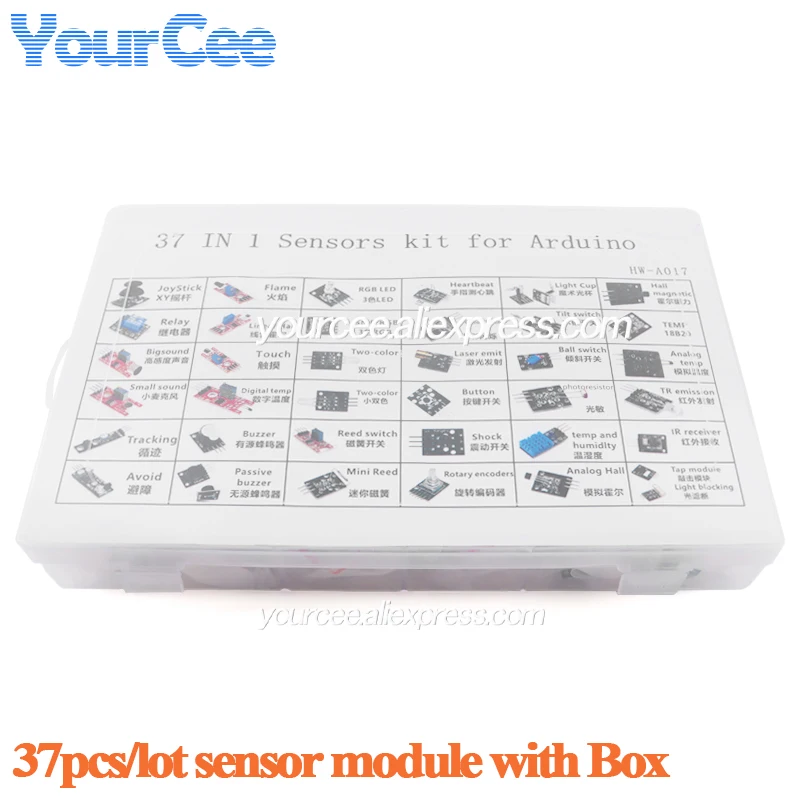 Kit de Inicio DIY de 37 Piezas/Lote, Módulo de Sensor 37 en 1, Juego de Aprendizaje con 37 Tipos de Sensores para Arduino 51 STM32, Módulo de Sonido Lineal Hall