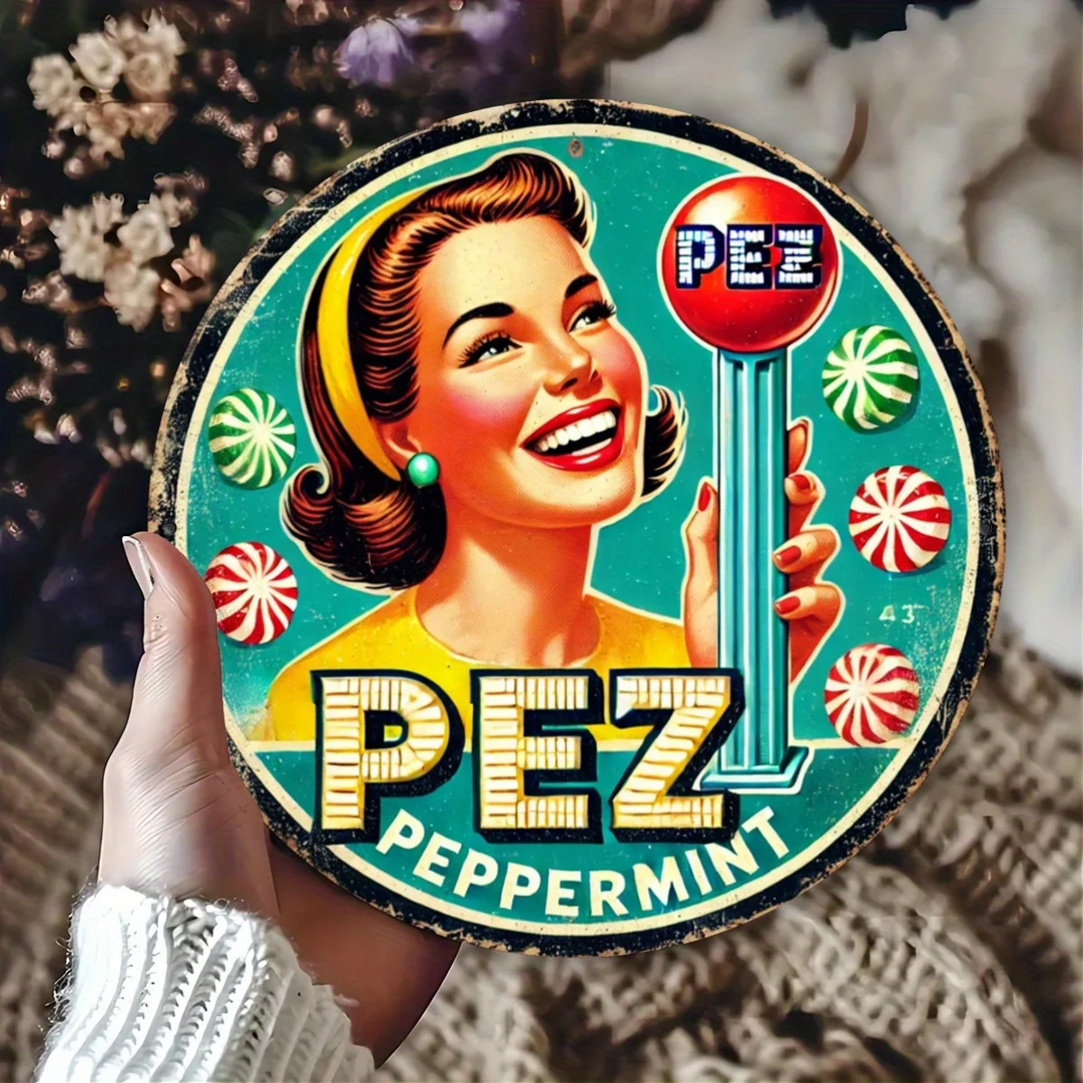1-teiliges Vintage-Metallblechschild, 20,32 x 20,32 cm, runde Wanddekoration für Bar, Café, Club, Küche – Künstler-Zeichenset, Eisenmaterial