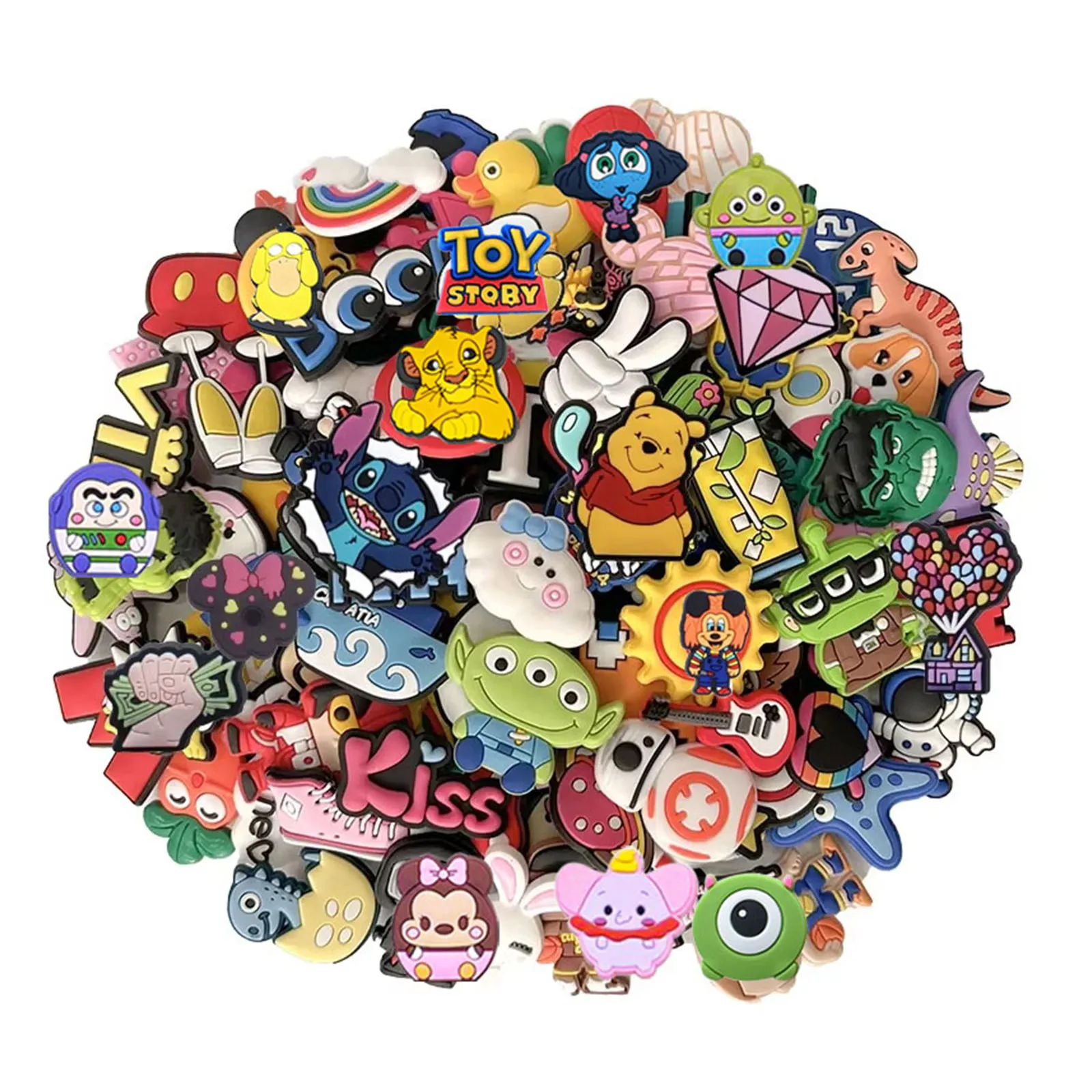 10-100 Piezas Aleatorias de Dijes de Zapatos de la Serie Potdemiel de Disney para Sandalias, Accesorios de Decoración de Zapatos, Broches para Zapatos, Excelente Regalo para Hombres y Mujeres