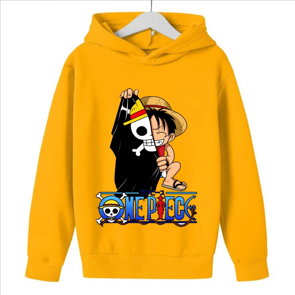 Anime One Piece, süßer Luffy-Schädel-Print, Kapuzenpullover für Kinder, Herbst-Streetwear, Kinderoberteile. – Detail 7