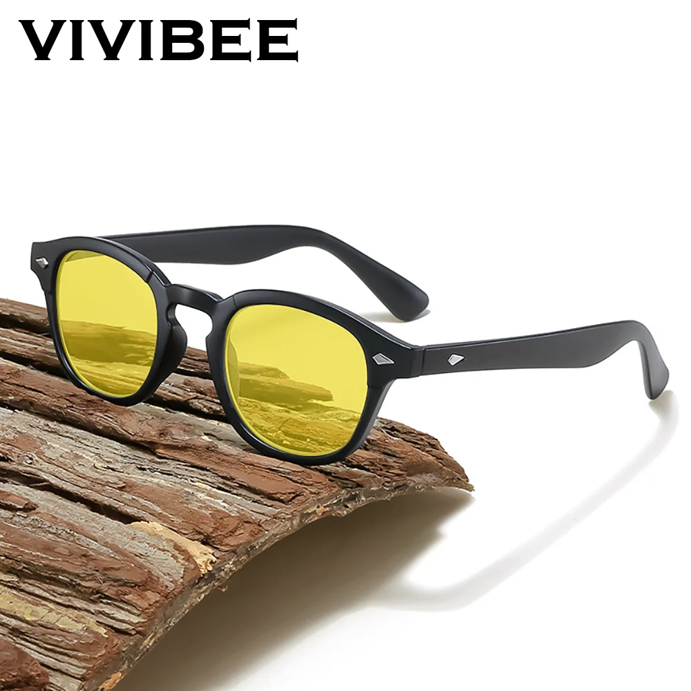 VIVIBEE Retro Blue Light Blocking Glasses Men Night Vision Yellow Lens Square UV400 Women Bluelight Filter Computer Eyeglasses