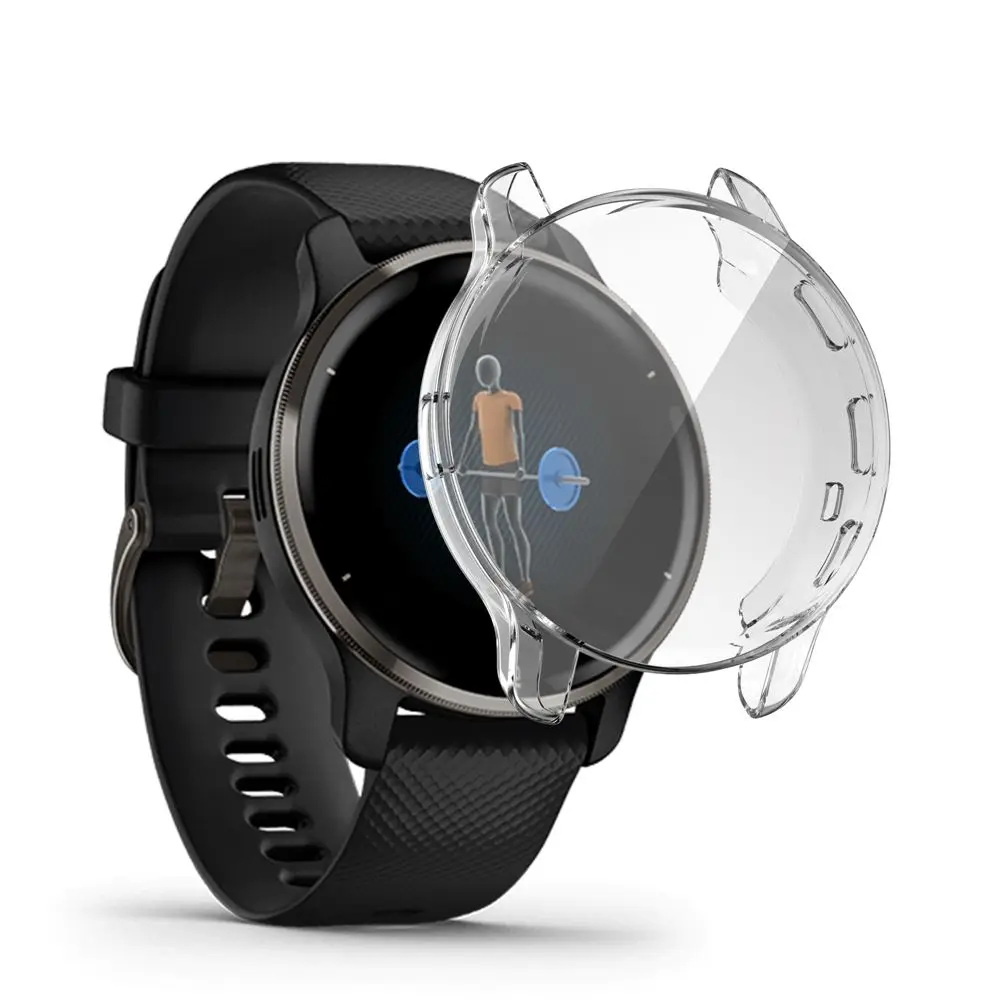 غطاء حماية ناعم للساعة الذكية مصنوع من مادة TPU وواقي شاشة واقٍ لهاتف Garmin Venu 2 Plus