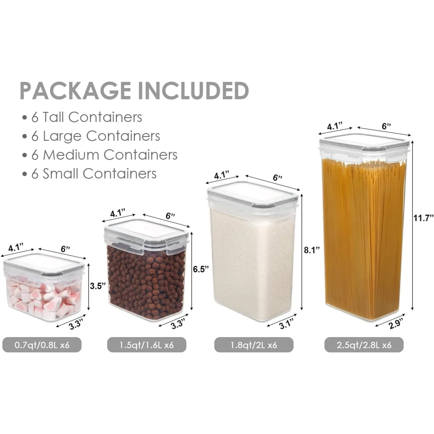 Vtopmart Airtight Food Storage Containers with Lids, 24 pcs Plastic Kitchen & Pantry Organization Canisters for Cereal, Dry Food