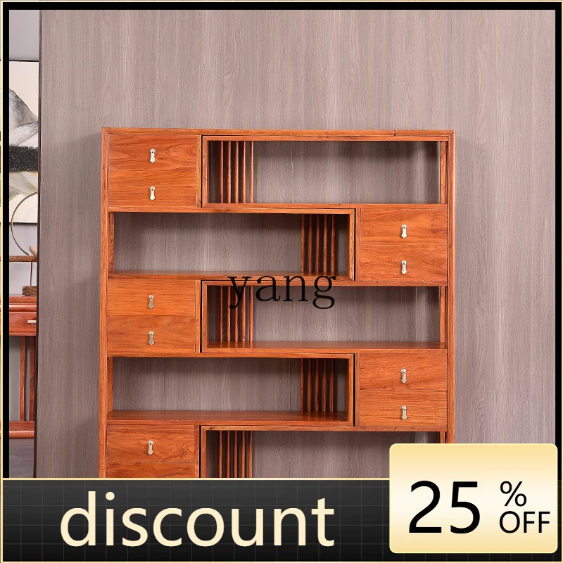 LMM rosewood bookcase indoor simple multi-functional bookshelf retractable drawer shelf