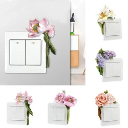 Creative Resin Switch Stickers 3D Flower Plant Wall Stickers Living Room Bedroom Decor Socket Wall Protective On Off Sticker