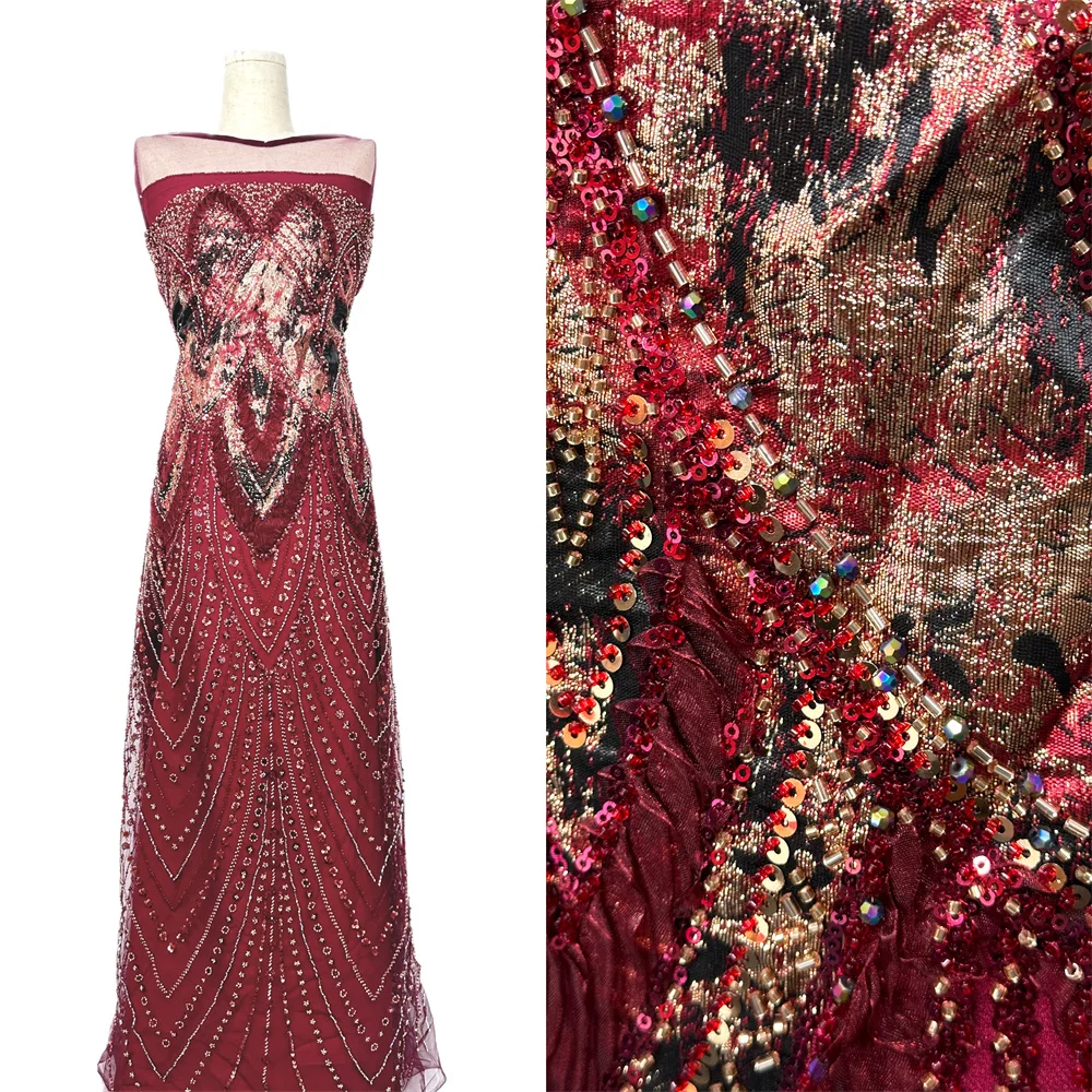 

Luxury Nigerian Lace fabrics 2026 High Quality Beaded African Lace Lace Fabric with Sequins for Wedding Bridal Material