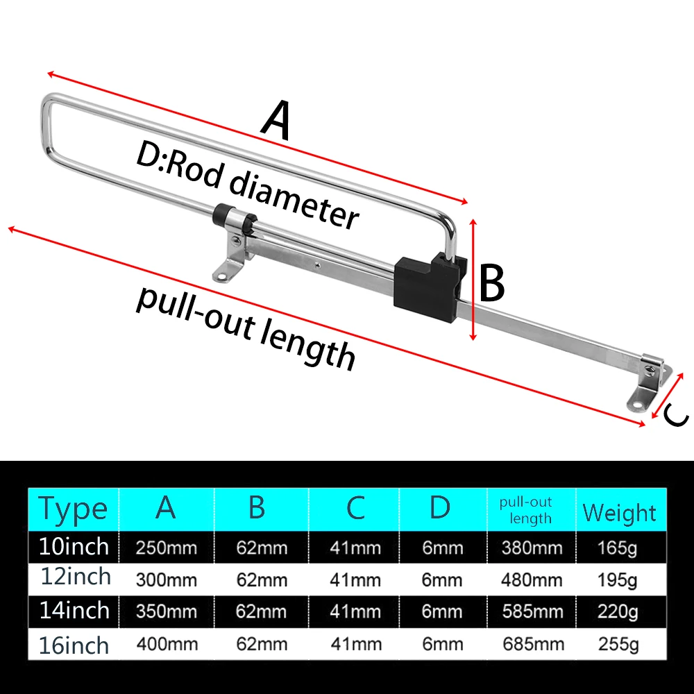 10/12/14/16inch Wardrobe Hang Hanging Rod Telescopic Hanging Clothes Hanging Bags Rail Pull Out Retractable Cabinet Sliding Rack