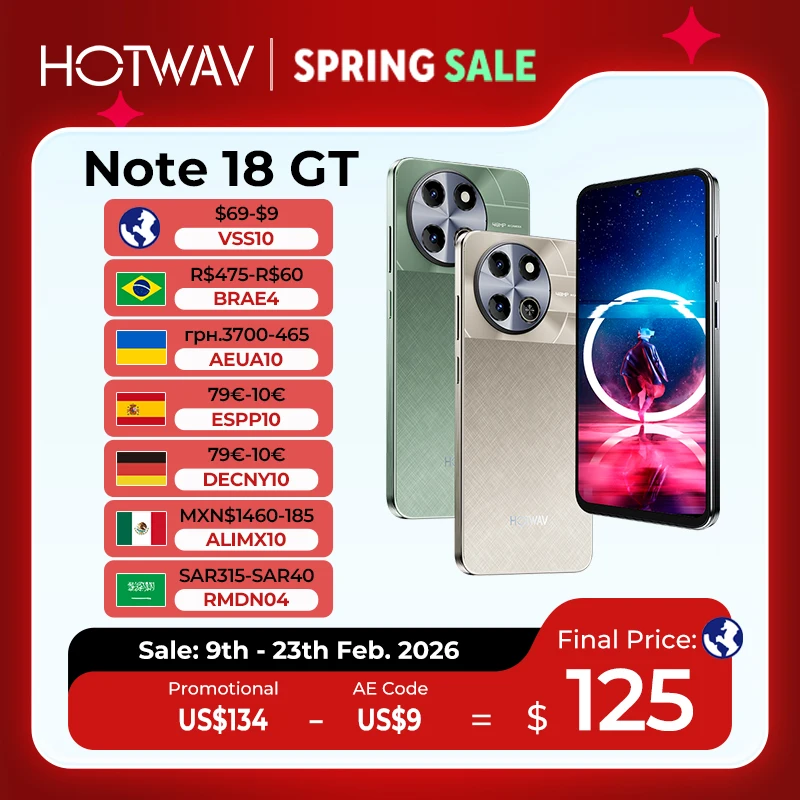 

Смартфон HOTWAV Note 18 GT, 7.2 дюйма, 120 Гц, ультратонкий (8.6 мм), 8 ГБ ОЗУ, 256 ГБ ПЗУ, аккумулятор 6200 мАч, Android 15
