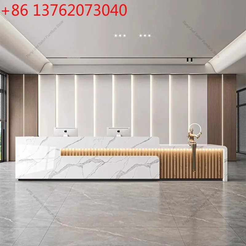 

Современная роскошная стойка ресепшн с текстурой под мрамор, в скандинавском стиле, для отелей и магазинов, дизайнерская коммерческая мебель