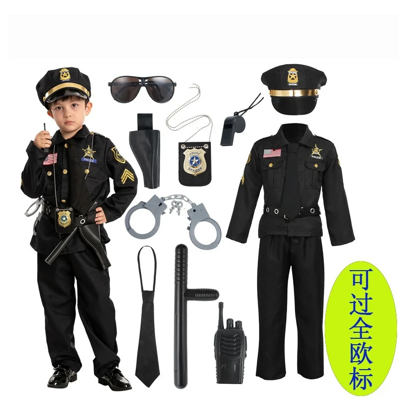 

Halloween Police Costume Kids Boy Girl Cosplay Costume Party Dress up Uniform Badge Kindergarder Stage Performance Wear 2025