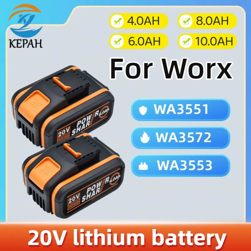 100% New 20V 10.0mAh Replacement Worx 20V Lithium-Ion Battery WA3551 WA 3551,1 WA3553 WA3641 WX373 WX390 Battery Tool