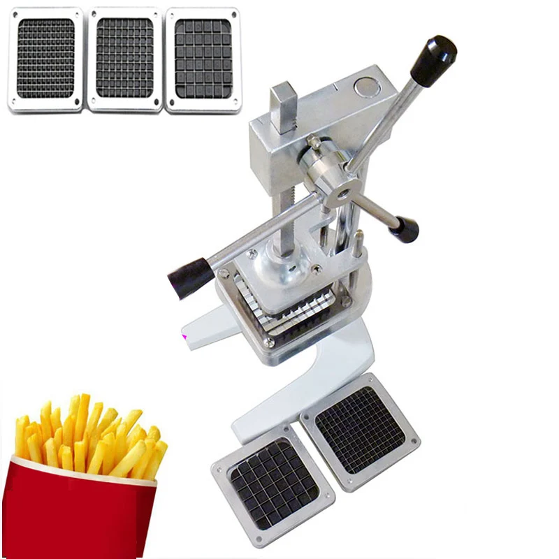 Máquina cortadora manual vertical de batatas fritas, fatiador de batata, cortador de chips com 3 lâminas, cortador de frutas e vegetais, ferramentas de cozinha