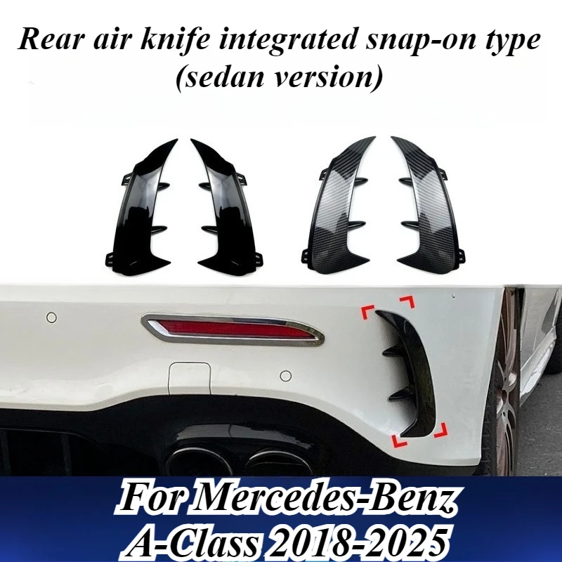 

For Mercedes-Benz A-Class W177 A35 A45 AMG 2018-2023 Rear Bumper Side Wing Spoiler ABS Gloss Black Canard Fins Exterior Styling