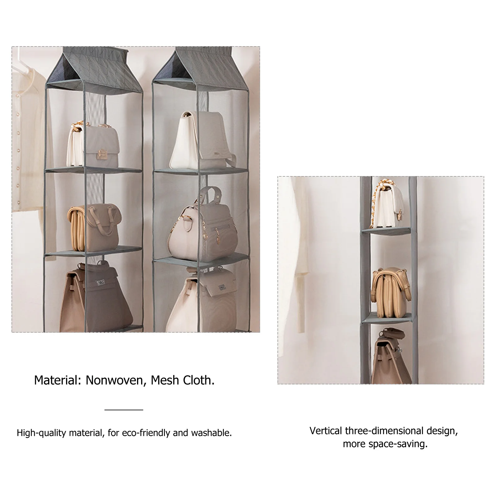 

Four-Layer Hanging Closet Shelf Fabric Storage Bag Breathable Mesh Organizer Large Capacity Bedroom Storage