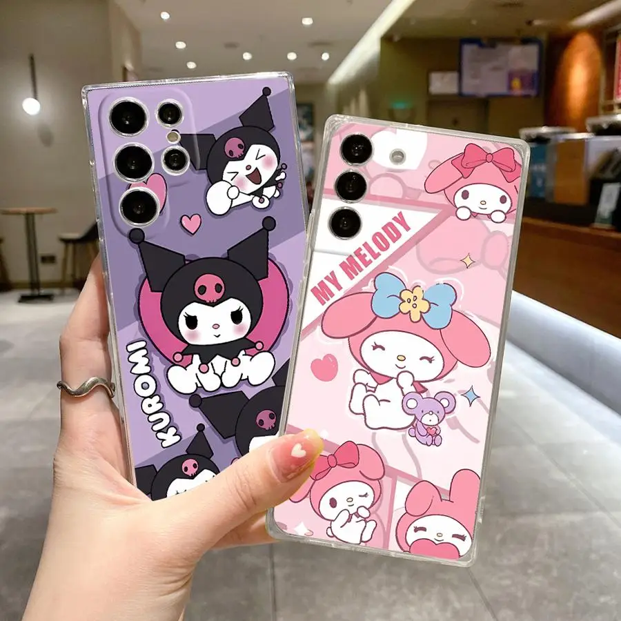 Funda Sanrio Cinnamoroll Hello Kitty para Samsung Galaxy S22 S21 S24 FE S23 S10 Plus S25 Ultra S20 Note 10 20 funda Ultra suave