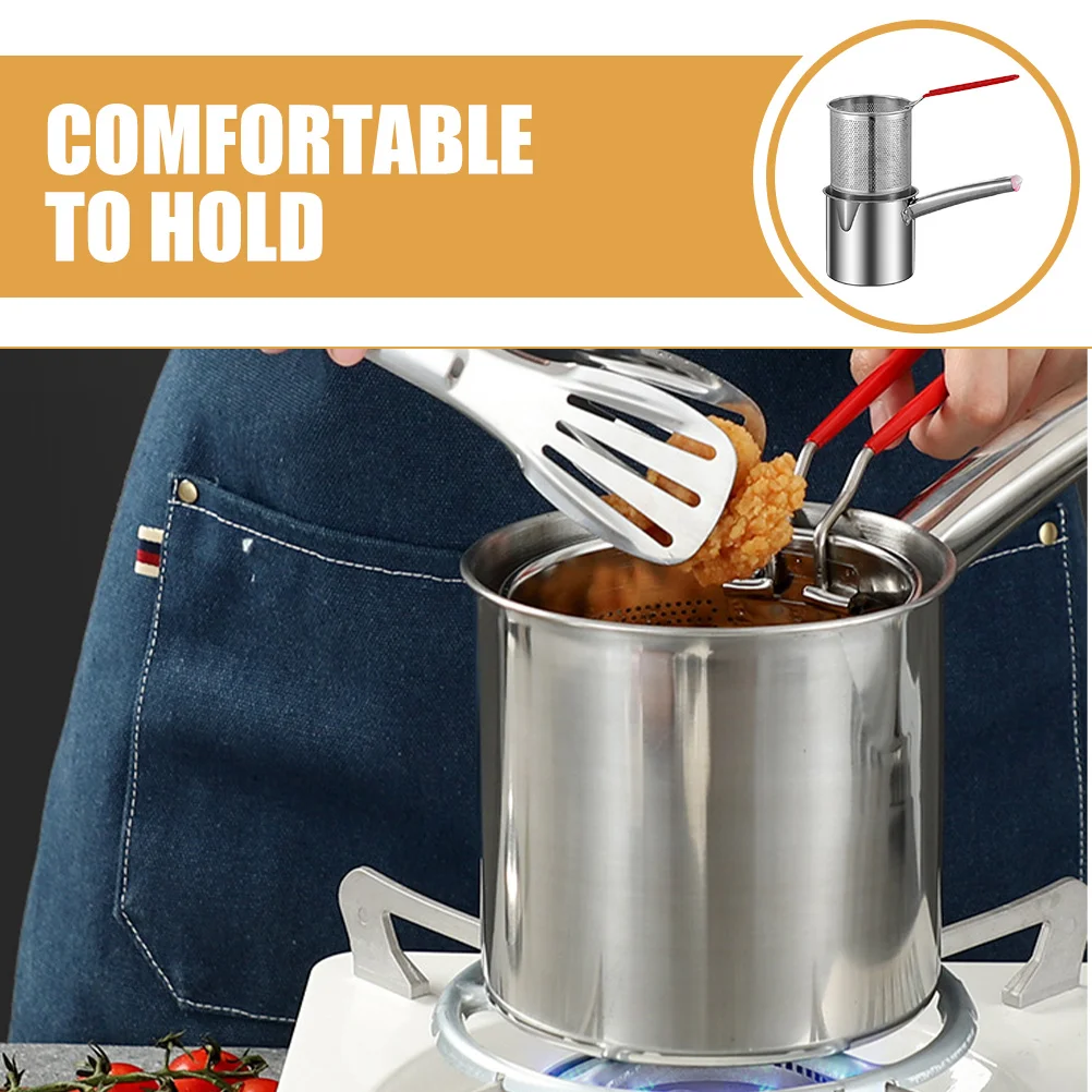 

Stainless Steel Deep Fryer Pot Strainer Basket with Handle Heat Resistant Ergonomic Design Easy Clean Durable Kitchen Cookware