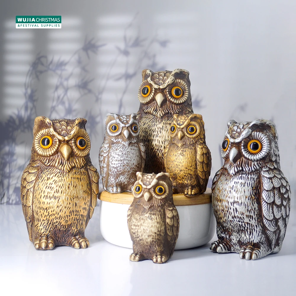 Garden Decor Realistic Owl Statue Scarecrow Fake Bird Scarer Lawn Garden Courtyard House Decorative Figurine Home Decoration Toy