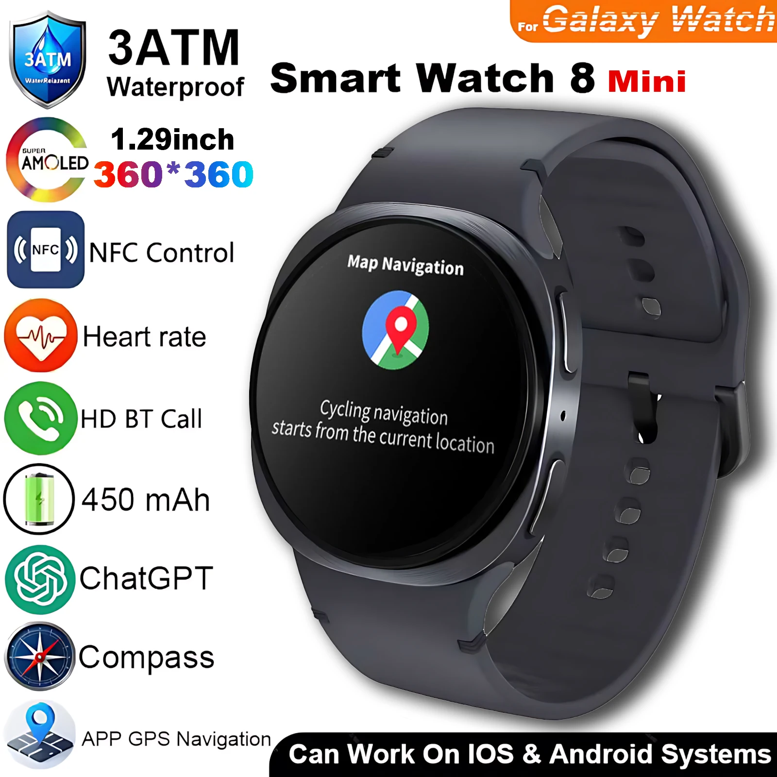 

Часы 8 Ultra Classic GPS Компас NFC SmartWatch Версия 46 мм AMOLEL Вращающийся циферблат BT Call 3ATM Водонепроницаемые часы 7 Модернизированные часы