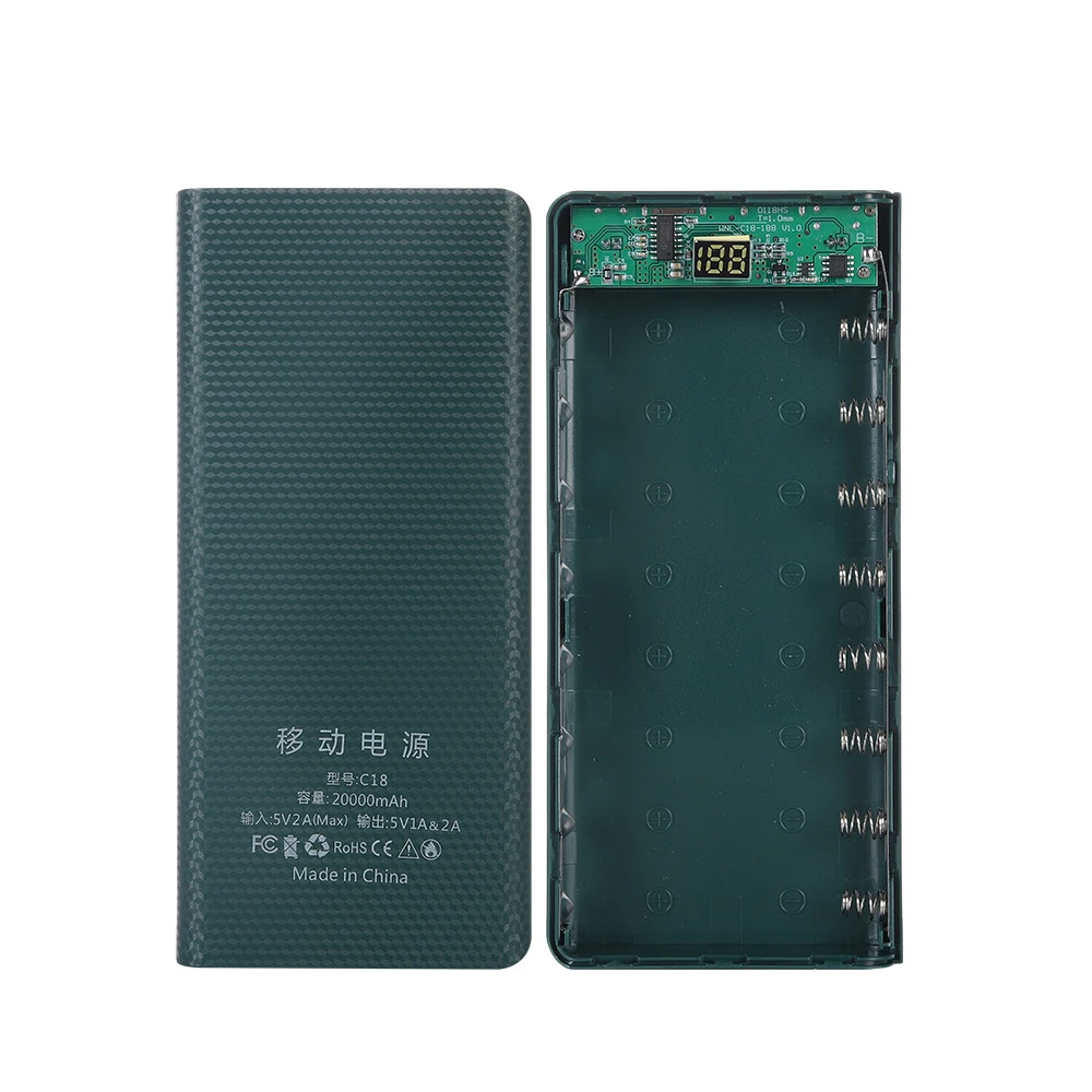 8 * 18650 Obudowa baterii DIY Power Bank Box Kit Bez spawania 8-gniazdowa obudowa do przechowywania baterii Bez baterii z latarką LED
